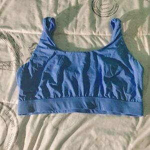 Blue silky sports bra